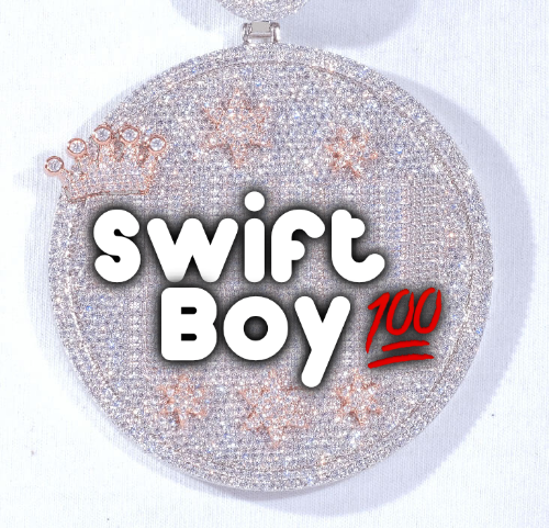 CUSTOM LETTER NECKLACE 3D BIG CROWN DISC