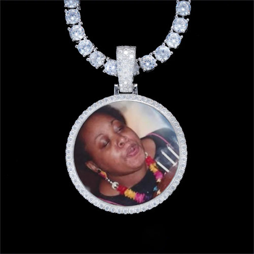 925S & VVS Moissanite 3D Circle Custom Picture Pendant