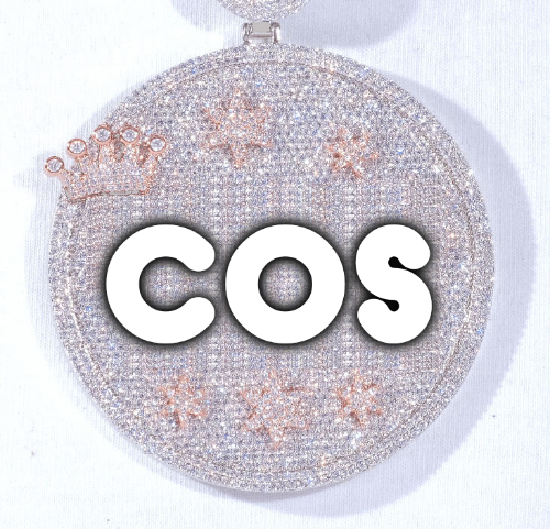 CUSTOM LETTER NECKLACE 3D BIG CROWN DISC