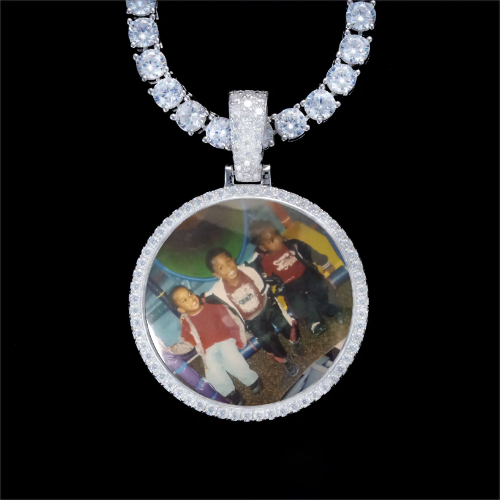 925S & VVS Moissanite 3D Circle Custom Picture Pendant