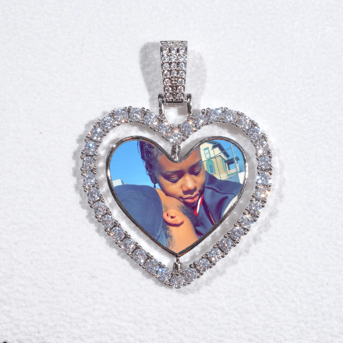 3D Spinning 2-Faced Heart Custom Picture Pendant