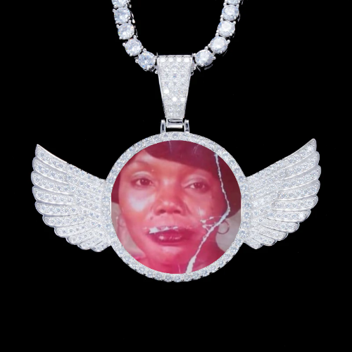 925S & VVS Moissanite 3D Wing Custom Picture Pendant
