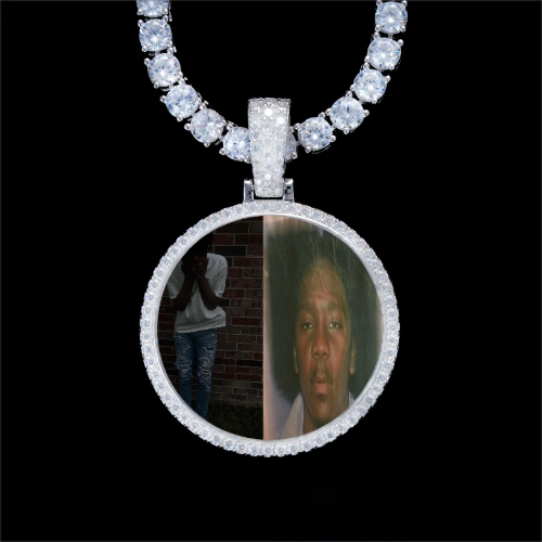 925S & VVS Moissanite 3D Circle Custom Picture Pendant