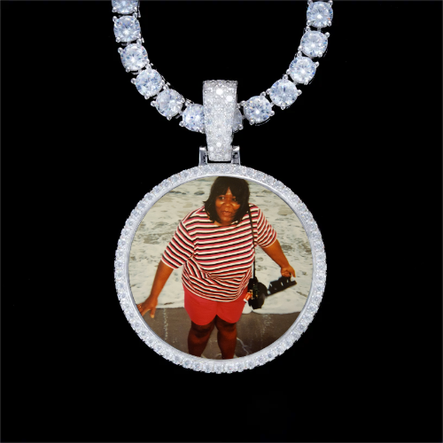 925S & VVS Moissanite 3D Circle Custom Picture Pendant