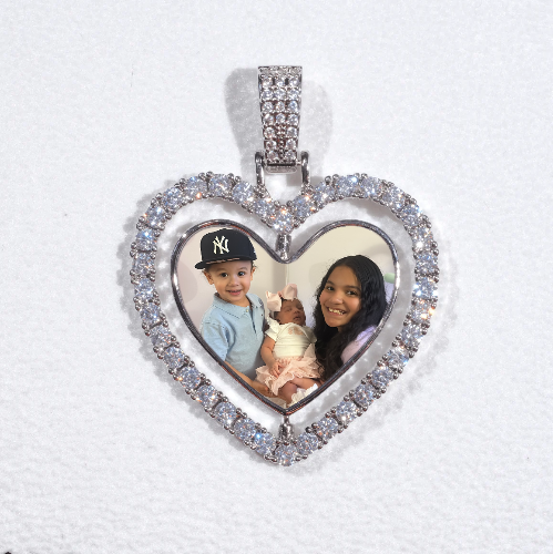 3D Spinning 2-Faced Heart Custom Picture Pendant