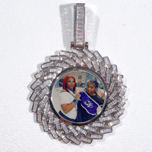 Large 3D Baguette Custom Picture Pendant