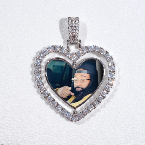 3D Spinning 2-Faced Heart Custom Picture Pendant