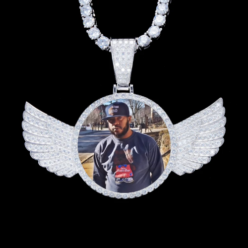 925S & VVS Moissanite 3D Wing Custom Picture Pendant