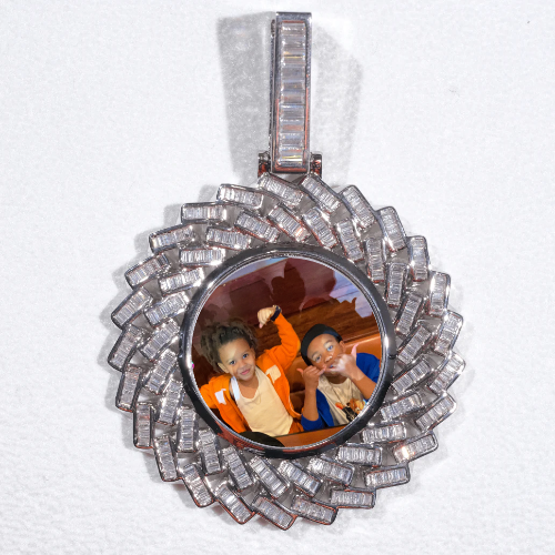Large 3D Baguette Custom Picture Pendant