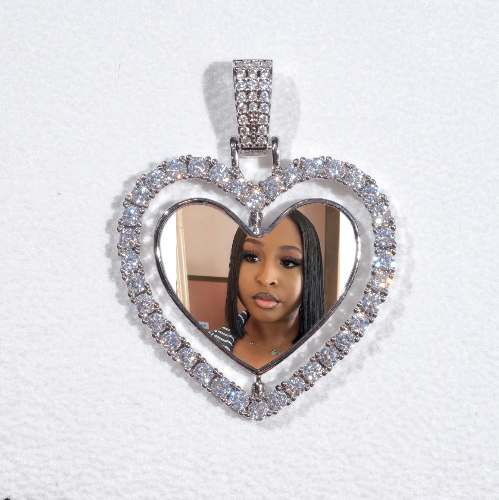 3D Spinning 2-Faced Heart Custom Picture Pendant