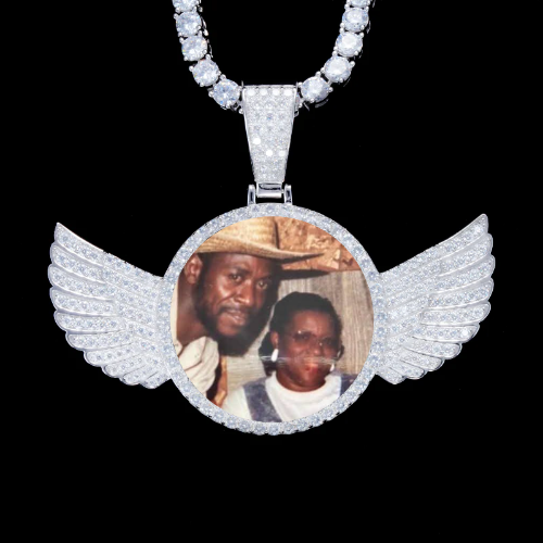 925S & VVS Moissanite 3D Wing Custom Picture Pendant