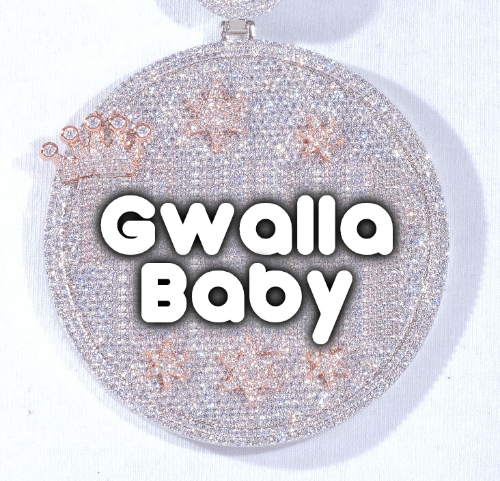 CUSTOM LETTER NECKLACE 3D BIG CROWN DISC