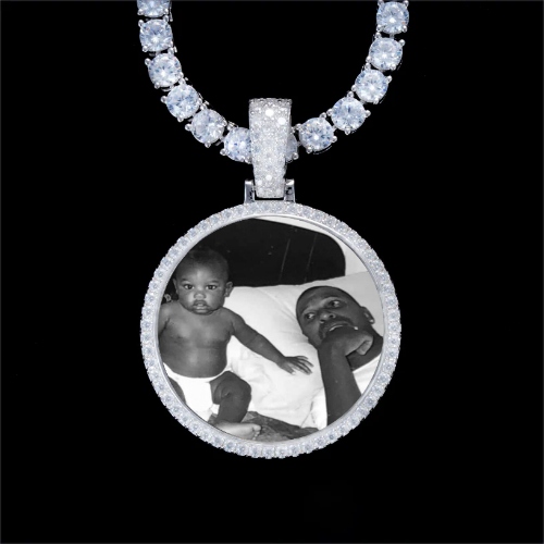 925S & VVS Moissanite 3D Circle Custom Picture Pendant
