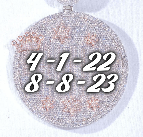 CUSTOM LETTER NECKLACE 3D BIG CROWN DISC