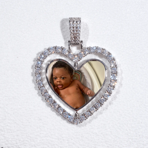 3D Spinning 2-Faced Heart Custom Picture Pendant