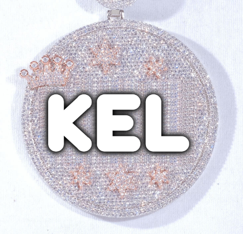 CUSTOM LETTER NECKLACE 3D BIG CROWN DISC
