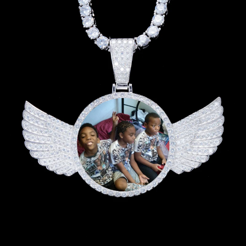 925S & VVS Moissanite 3D Wing Custom Picture Pendant