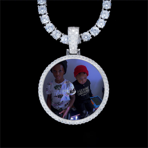 925S & VVS Moissanite 3D Circle Custom Picture Pendant