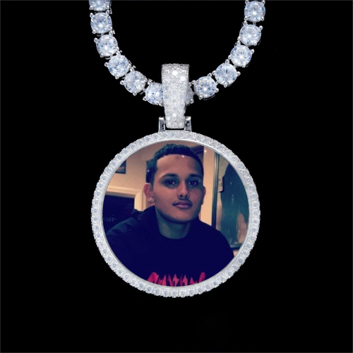925S & VVS Moissanite 3D Circle Custom Picture Pendant