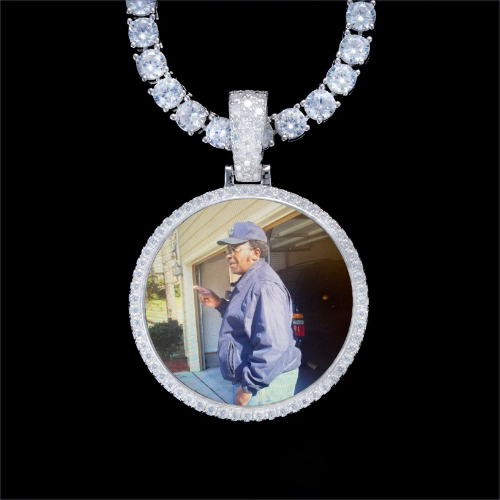 925S & VVS Moissanite 3D Circle Custom Picture Pendant