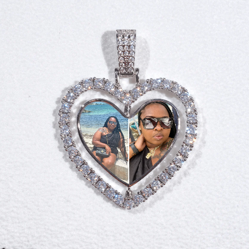 3D Spinning 2-Faced Heart Custom Picture Pendant