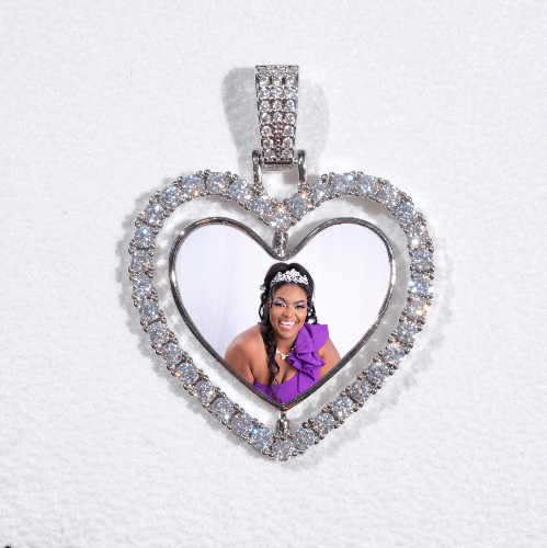 3D Spinning 2-Faced Heart Custom Picture Pendant