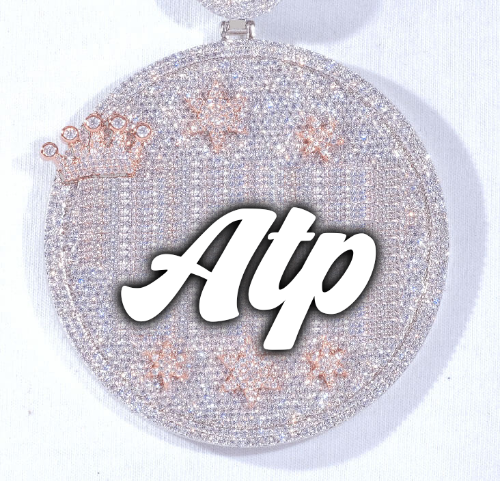 CUSTOM LETTER NECKLACE 3D BIG CROWN DISC