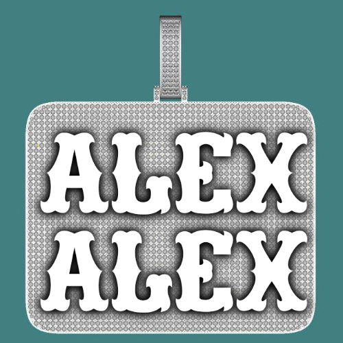 CUSTOM LETTER NECKLACE 3D BIG SQUARE