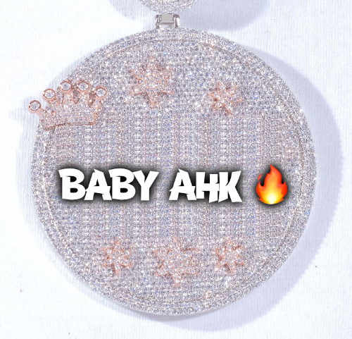 CUSTOM LETTER NECKLACE 3D BIG CROWN DISC