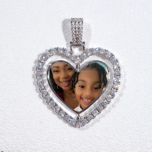 3D Spinning 2-Faced Heart Custom Picture Pendant