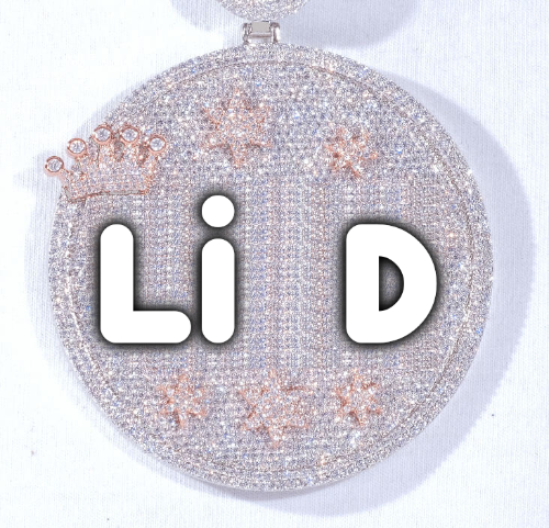 CUSTOM LETTER NECKLACE 3D BIG CROWN DISC