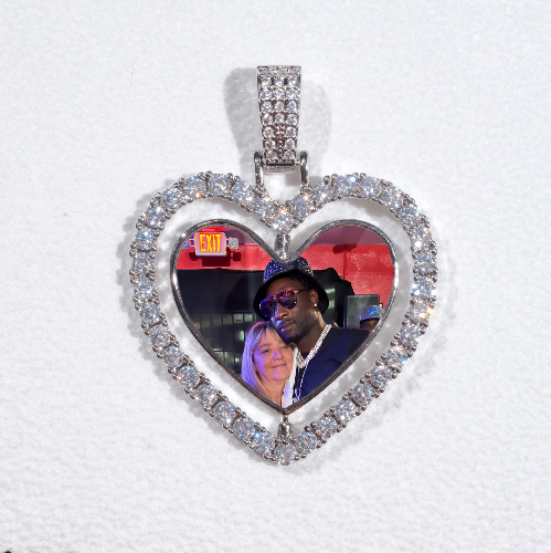 3D Spinning 2-Faced Heart Custom Picture Pendant