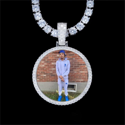 925S & VVS Moissanite 3D Circle Custom Picture Pendant