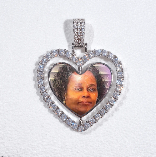 3D Spinning 2-Faced Heart Custom Picture Pendant