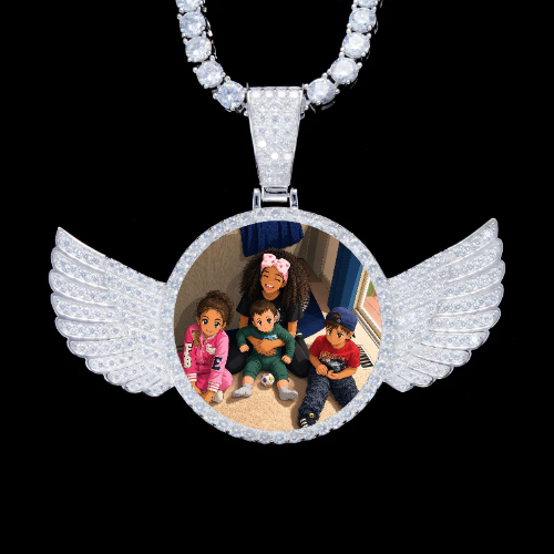 925S & VVS Moissanite 3D Wing Custom Picture Pendant