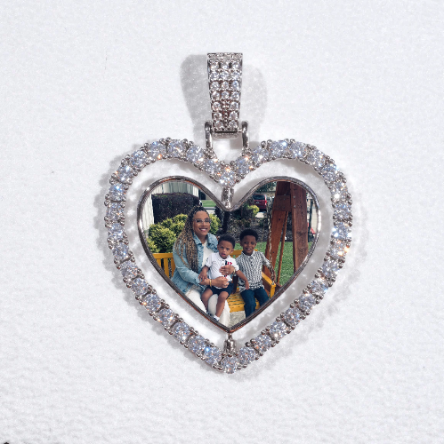 3D Spinning 2-Faced Heart Custom Picture Pendant