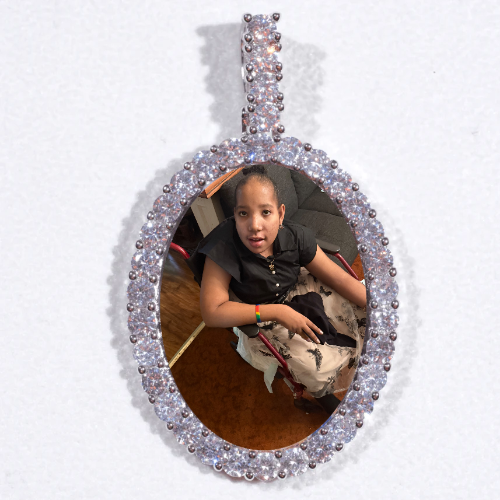 Large 3D Oval Custom Picture Pendant
