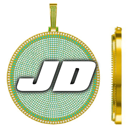 CUSTOM LETTER NECKLACE 3D BIG DISC