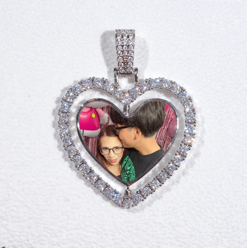 3D Spinning 2-Faced Heart Custom Picture Pendant