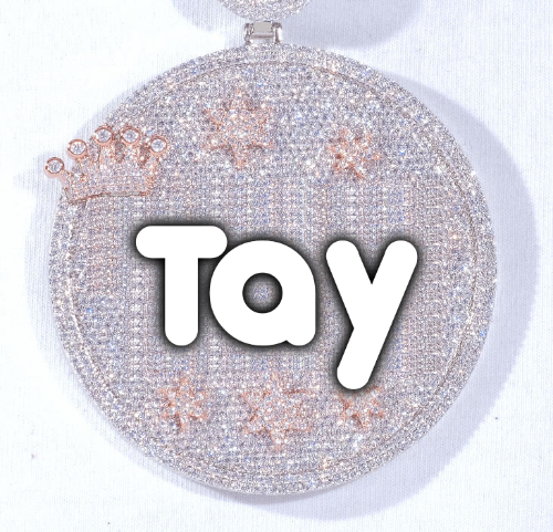 CUSTOM LETTER NECKLACE 3D BIG CROWN DISC