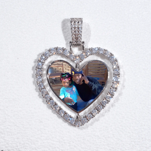 3D Spinning 2-Faced Heart Custom Picture Pendant