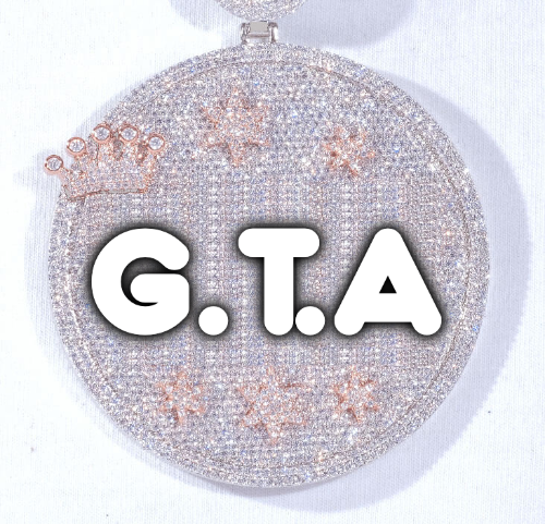 CUSTOM LETTER NECKLACE 3D BIG CROWN DISC