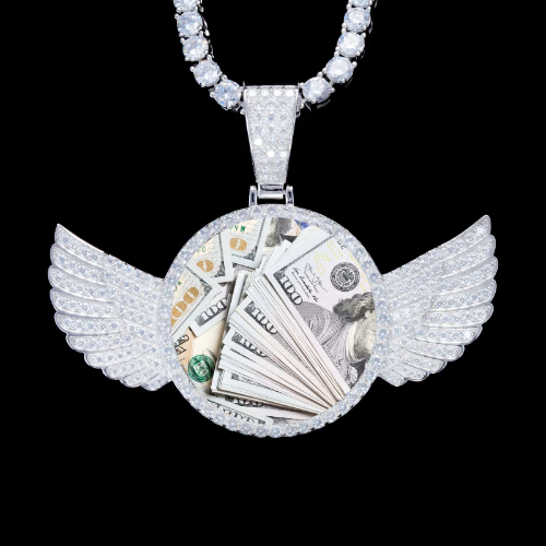 925S & VVS Moissanite 3D Wing Custom Picture Pendant