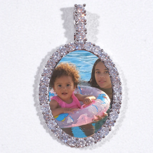 Large 3D Oval Custom Picture Pendant