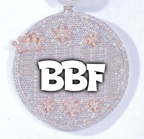 CUSTOM LETTER NECKLACE 3D BIG CROWN DISC