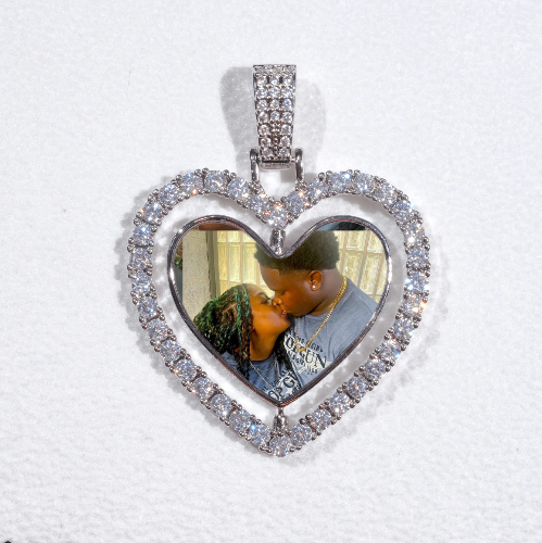 3D Spinning 2-Faced Heart Custom Picture Pendant