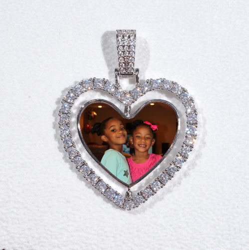 3D Spinning 2-Faced Heart Custom Picture Pendant
