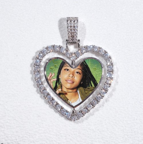 3D Spinning 2-Faced Heart Custom Picture Pendant