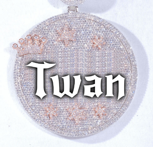CUSTOM LETTER NECKLACE 3D BIG CROWN DISC
