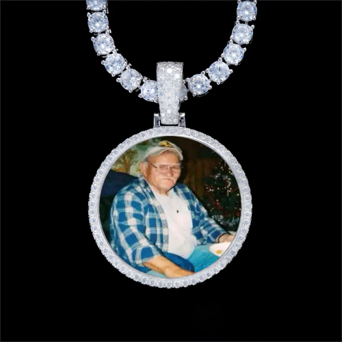 925S & VVS Moissanite 3D Circle Custom Picture Pendant